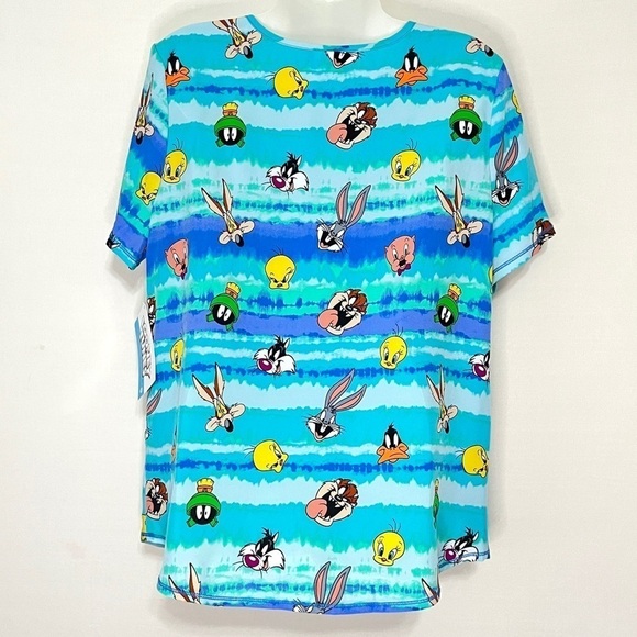 NWT Looney Tunes Stretch Scrub Top Size Medium - Picture 5 of 10